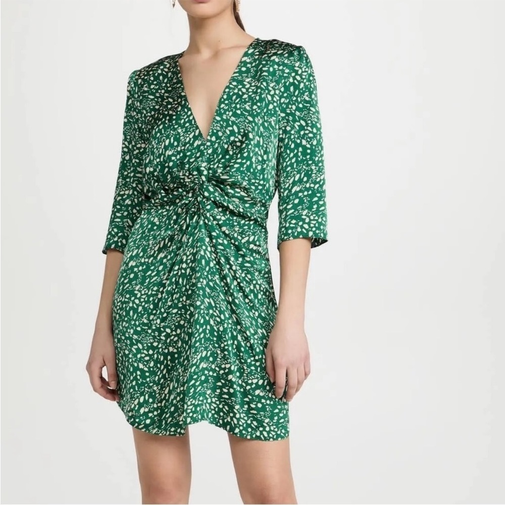 Ba&sh Erika Dress in Green Dot NWT Size 2, Medium